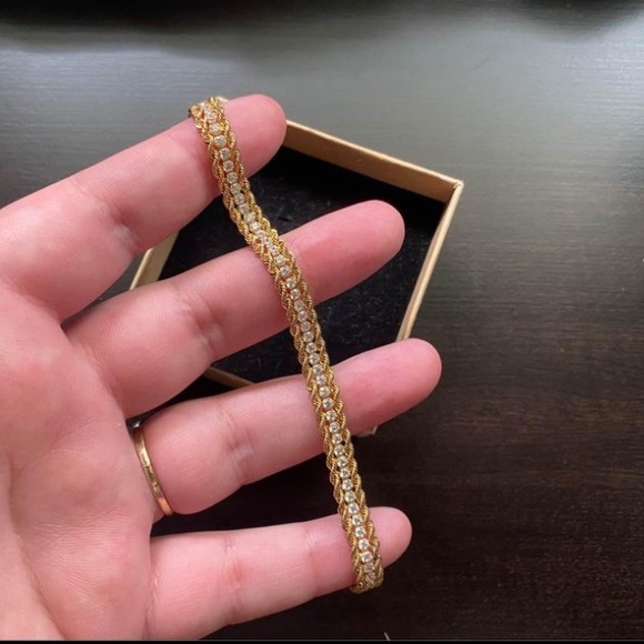 Cubic Zirconia 10 K Gold Bracelet For Women